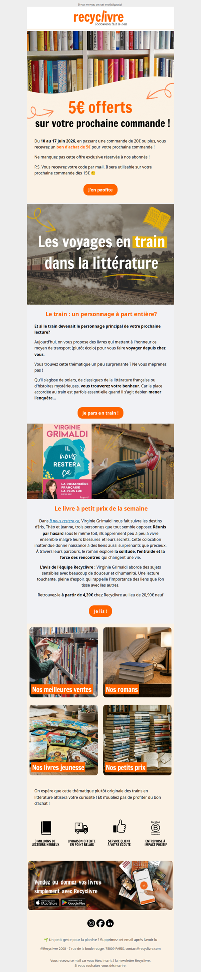 Vos 5 euros offerts !
