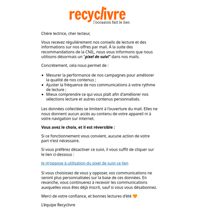 Information concernant nos emails