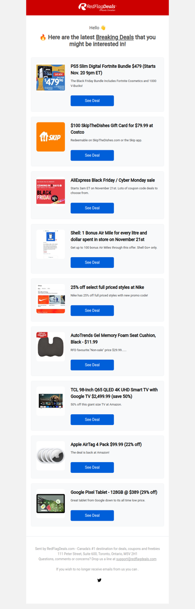 New Walmart Black Friday Deals Start Tonight, Air Miles x Shell Bonus Offer, 25% off at Nike, Ali Express Black Friday Deals + More