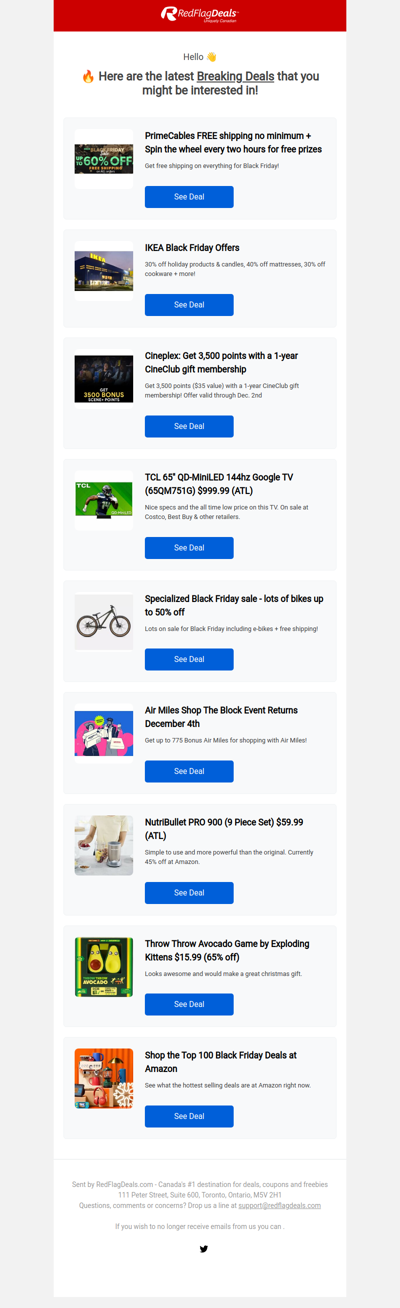 New Black Friday Deals at IKEA, Prime Cables No-Minimum FREE Shipping, Cineplex Membership Bonus, Half Price Bikes, Amazon Deals + More