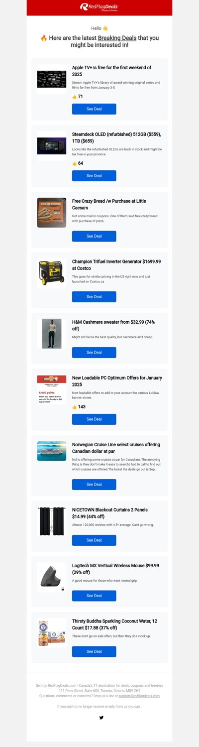 AppleTV+ Free Weekend, H&M Cashmere Sweater Deal, Steamdeck OLED Refurbs In-Stock, Norwegian Cruise Line Canadian Dollar at Par + More