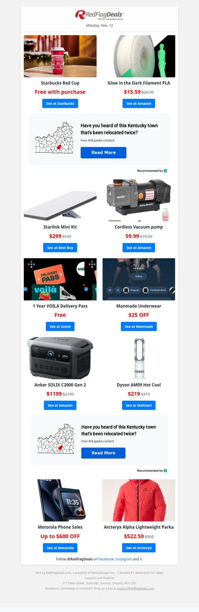 Free Voila Delivery Pass, Free Starbucks Red Cup, Half OFF Starlink Mini Kit, Offers on Arcteryx + more!