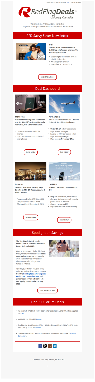 Black Friday Offers from Bell, Motorola, Air Canada + more!