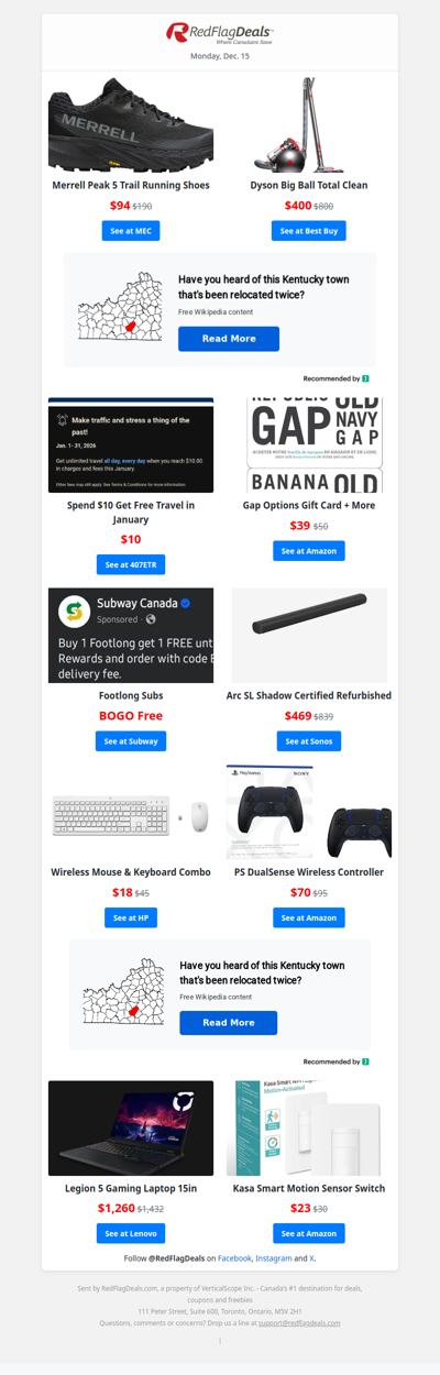 Hot Deals from Lenovo, HP, MEC, Subway, Amazon + more!