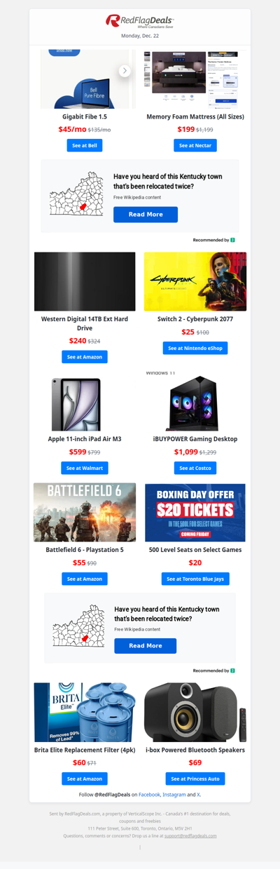 Last Minute Deals from Bell, Nectar,  Amazon, Princess Auto, Toronto Blue Jays, + more!