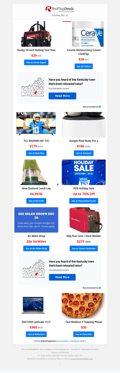 Holiday Savings  from Pizza Hut, Home Hardware, Costco, Best Buy, Amazon + more!