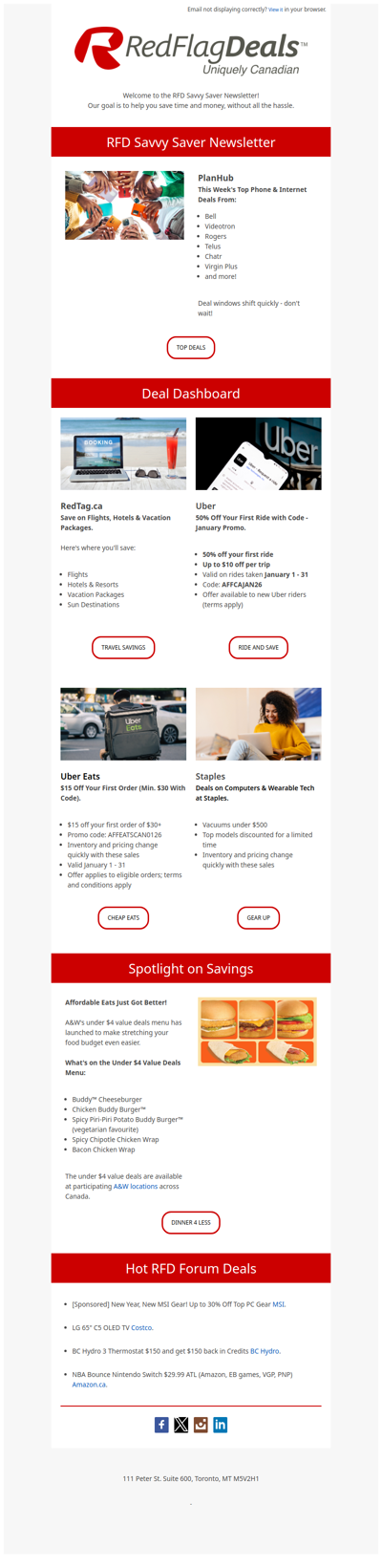 New Year, Smarter Savings from PlanHub, Uber, RedTag.ca + more!