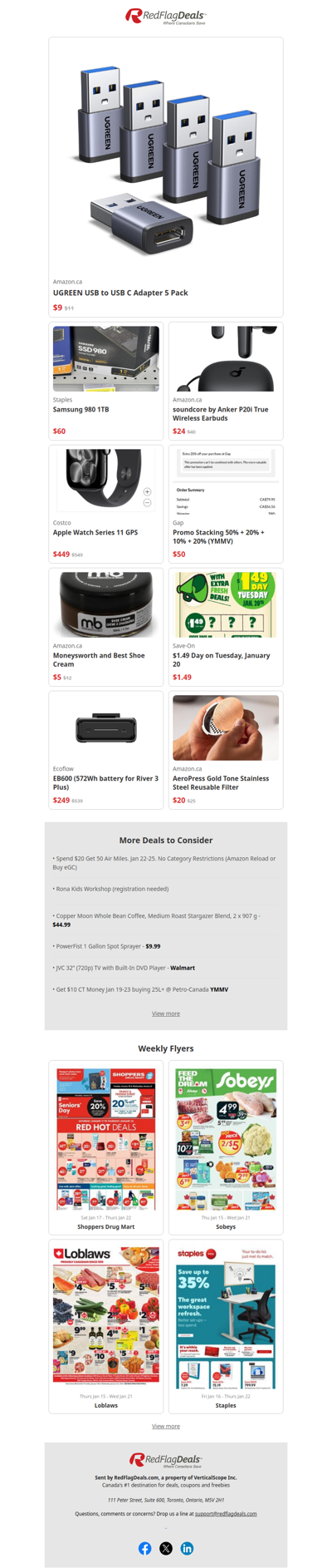 Kickoff the Week with $9  UGREEN USB to USB C Adapter 5 pk ATL