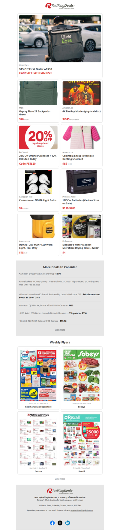 $15 Off Your First Order of $30 With Uber Eats  + more