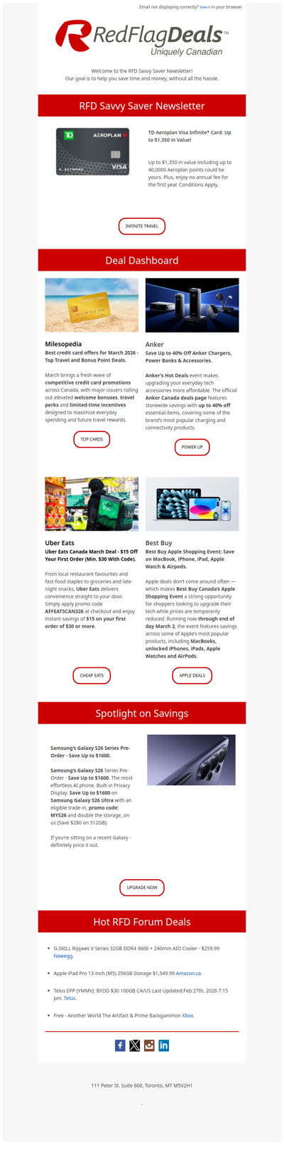 TD Aeroplan Visa Infinite Card - Up to $1,350 Value + more