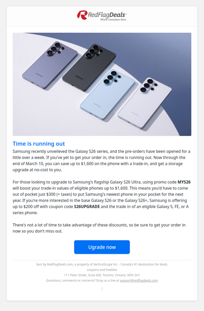 Upgrade to Samsung's Galaxy S26 Ultra and save up to $1,600