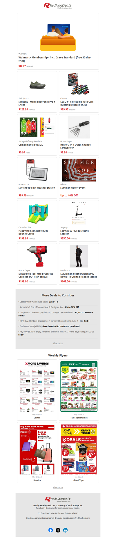 Hot Deals from Walmart, SVP Sports, Home Depot, Lululemon + more