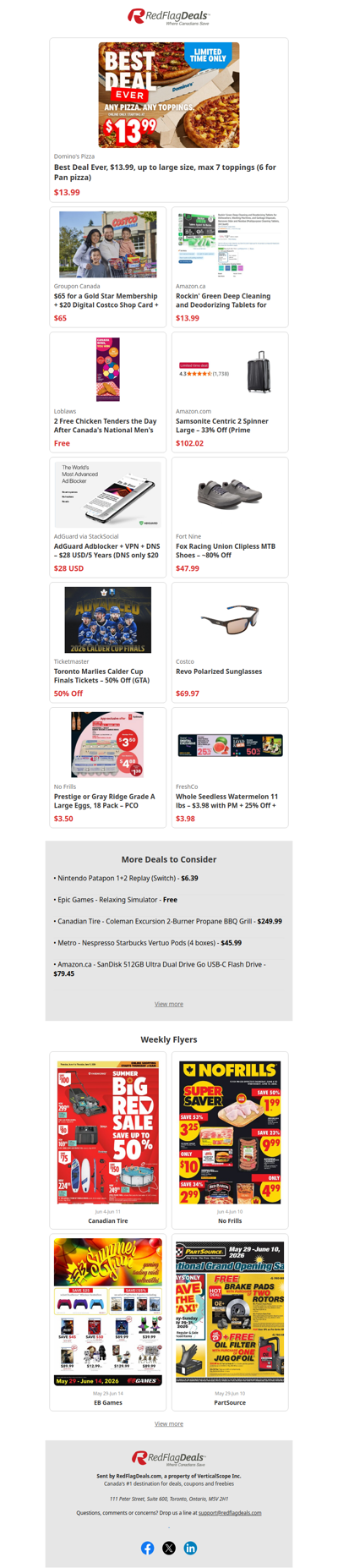 Pizza Deal for Topping Lovers, + more offers from Groupon, Amazon, No Frills, and others.