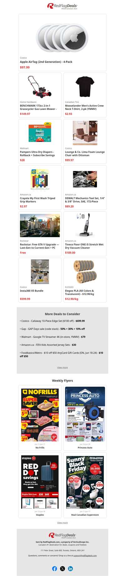 Deal on AirTags (2nd Gen), and offers from Home Hardware, Amazon, GAP, and more!