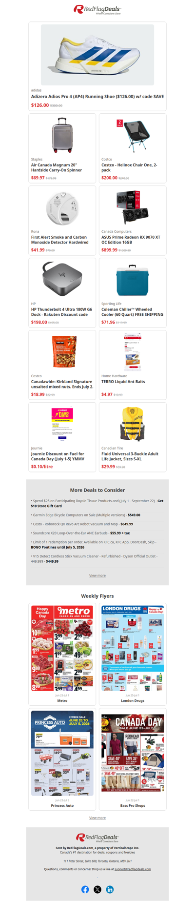 Canada Day Eve Deals from adidas, Staples, Rona, Sporting Life + more