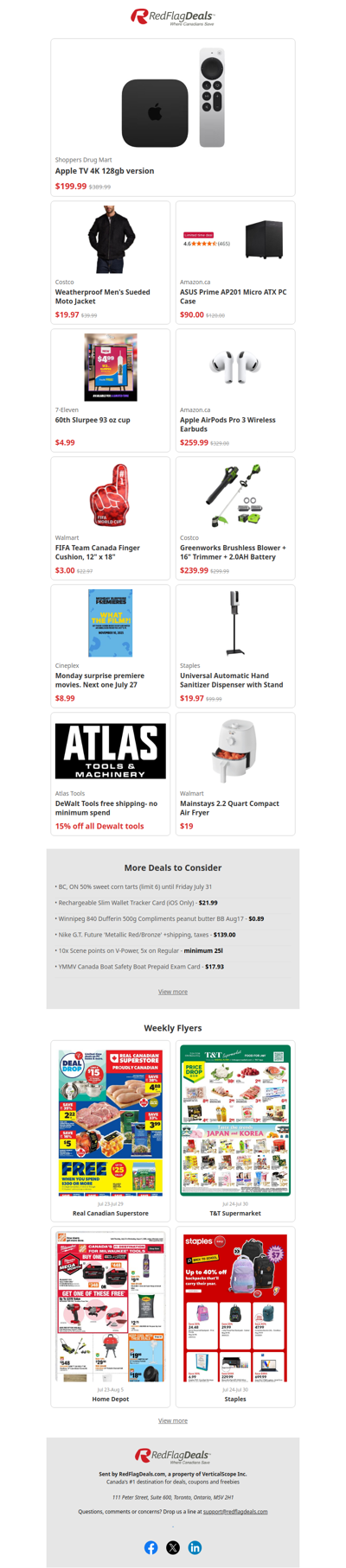Apple TV 128GB $199.99, Men's Moto Jacket $19.97, Mainstays Air Fryer $19 + more