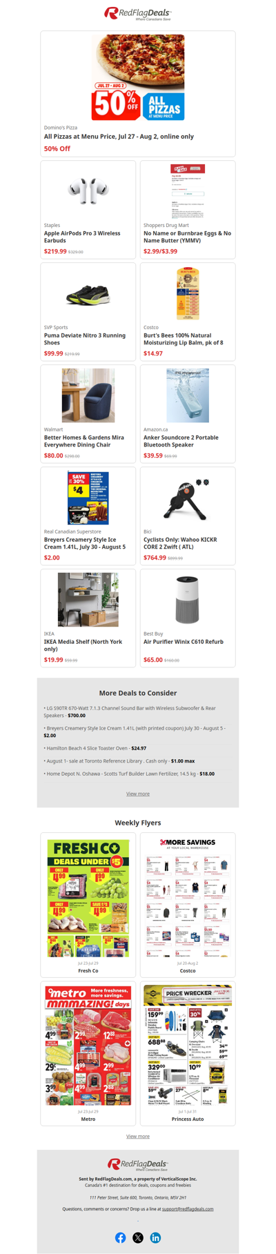 50% Off Domino's Pizza, $3 No Name Eggs, $100 Puma's + more