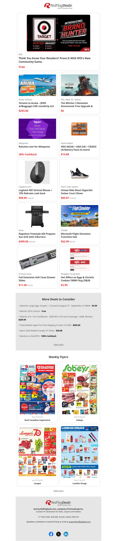 New Daily Brand Game on RFD, Cheap Flights, Food Deals, Tech Savings + more