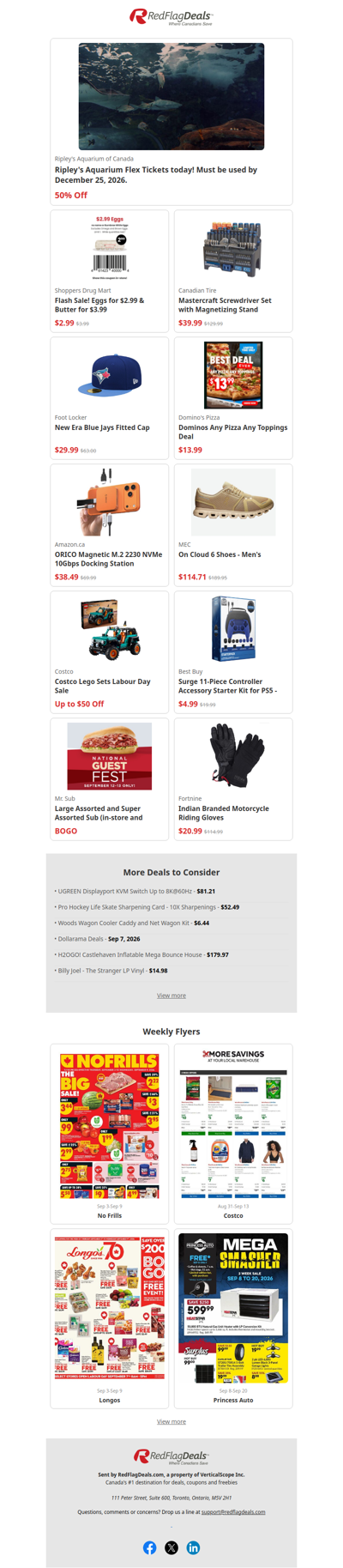 50% Off Ripley's Aquarium Flex Tickets, 70% Off Screwdriver Set, $2.99 Eggs, $13.99 Domino's Pizza + more