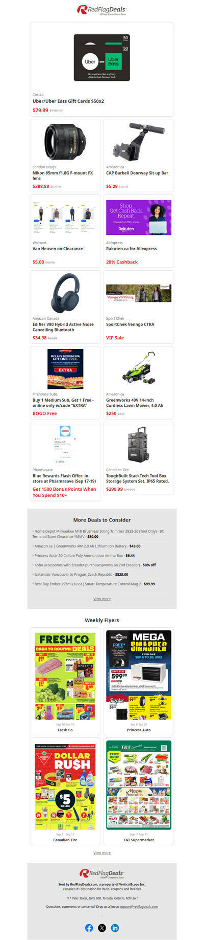 Hot Deals from Uber, Costco, Amazon, Rakuten, Canadian Tire + more