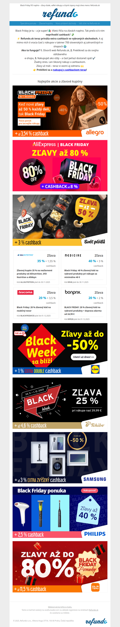 Black Friday + extra cashback = úspory v turbo režime