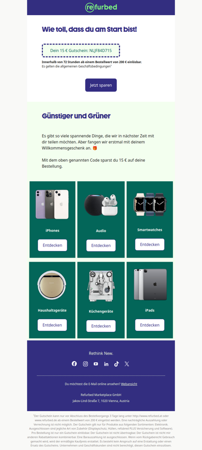 Dein  15€  Rabattcode: NLJF84D715