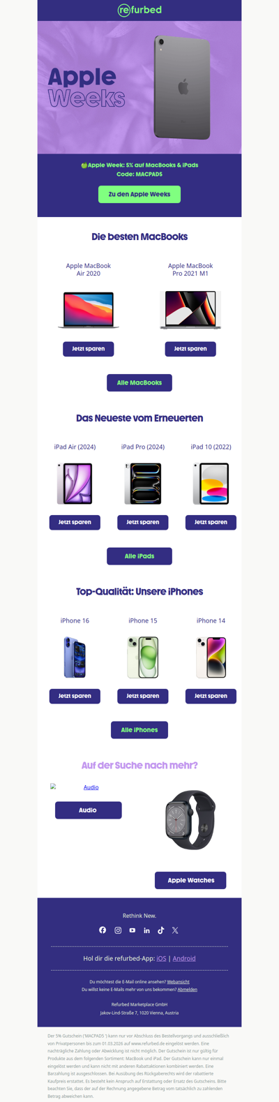 Apple Weeks: -5% auf MacBooks & iPads