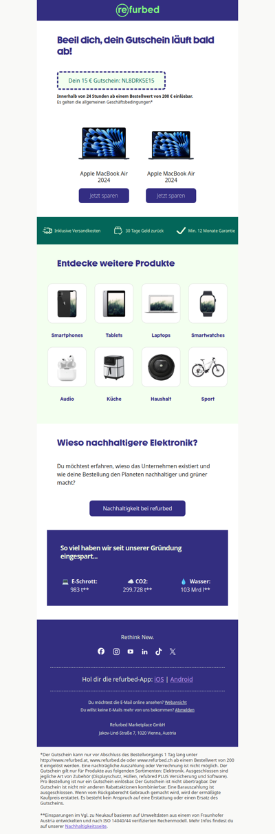 [Erinnerung]     Dein  15€  Rabattcode: NL8DRK5E15