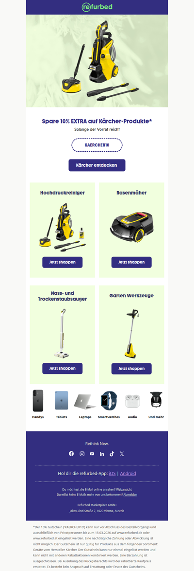 Kärcher Weeks: bis zu 50 % ggü. Neukauf sparen