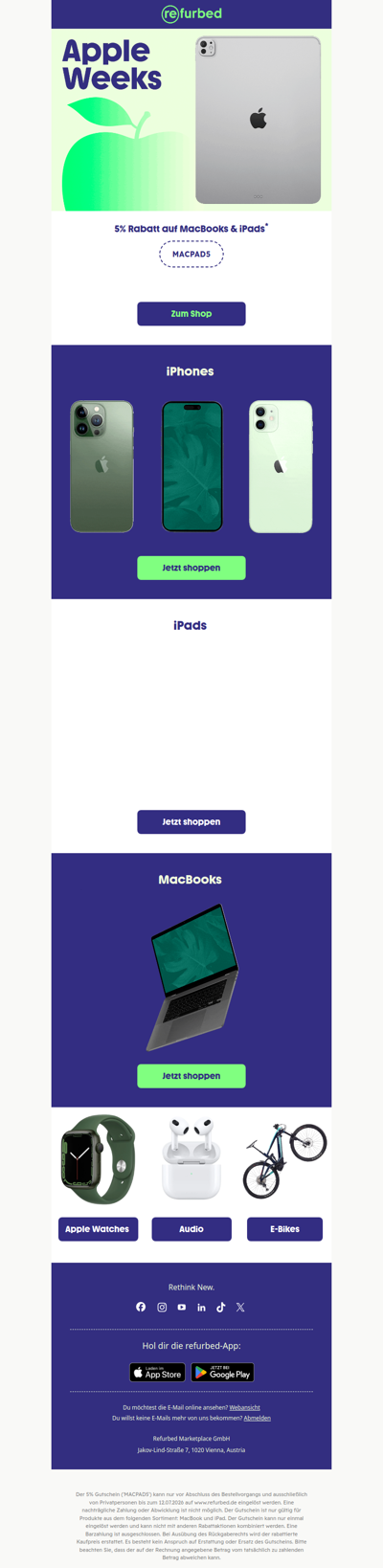 MacBooks & iPads. Refurbished & bereit
