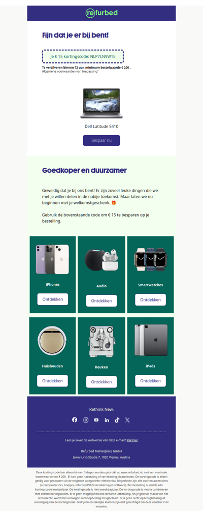 Je € 15  kortingscode: NLP7LN9W15