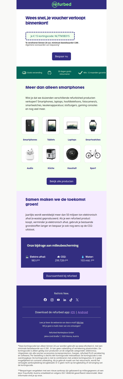 [Herinnering]     Je € 15  kortingscode: NLTTM3B315