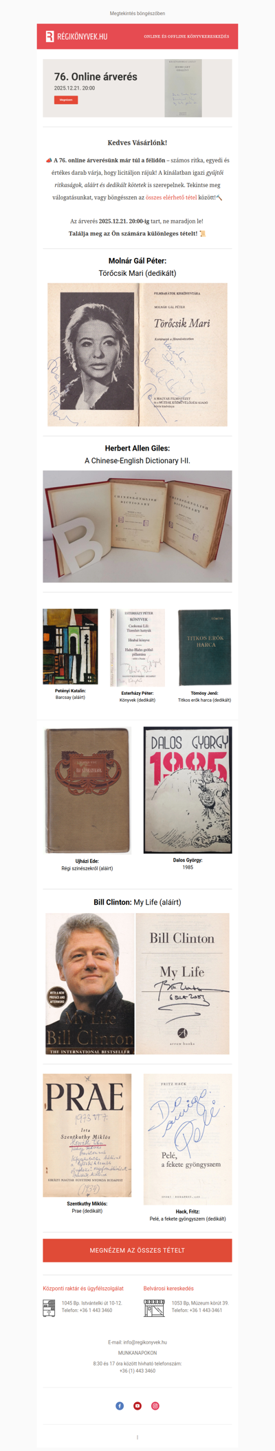 76. Online árverésünk túl a félidőn! 🔨