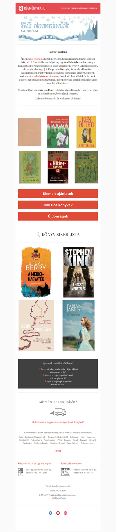 Bestseller, történelem, klasszikus regények📚