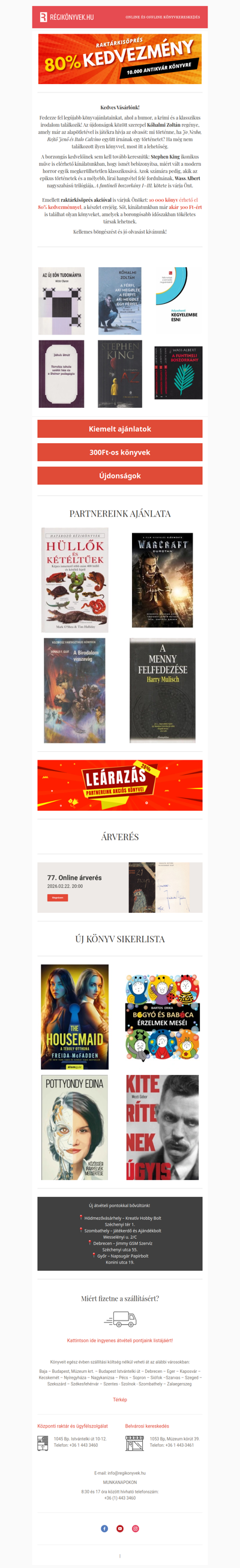 Krimi, horror, klasszikusok 🕵️‍♂️ RAKTÁRKISÖPRÉS 80%