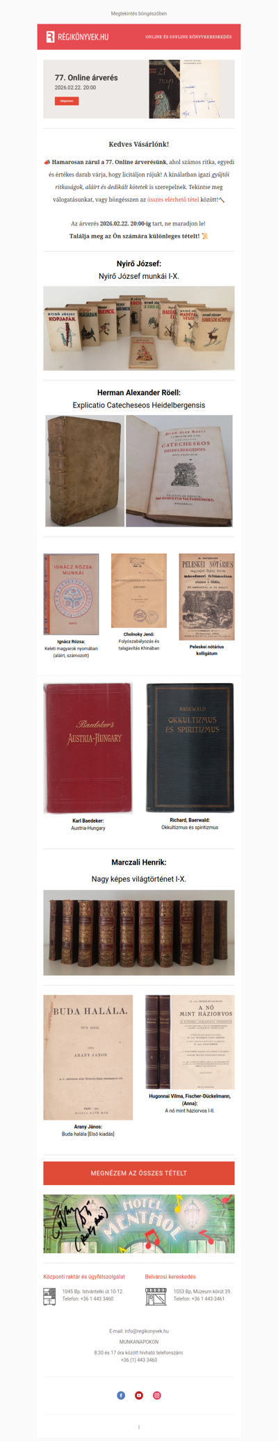 MA ESTE zárul a 77. Online árverés! 🔨 Licitáljon most!