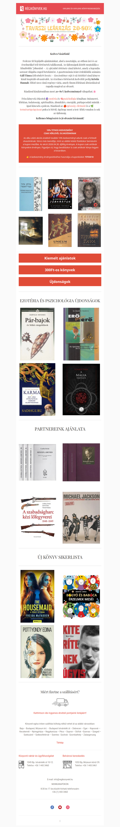 🌸Tavaszi leárazás + TITKOS KUPON a levélben!