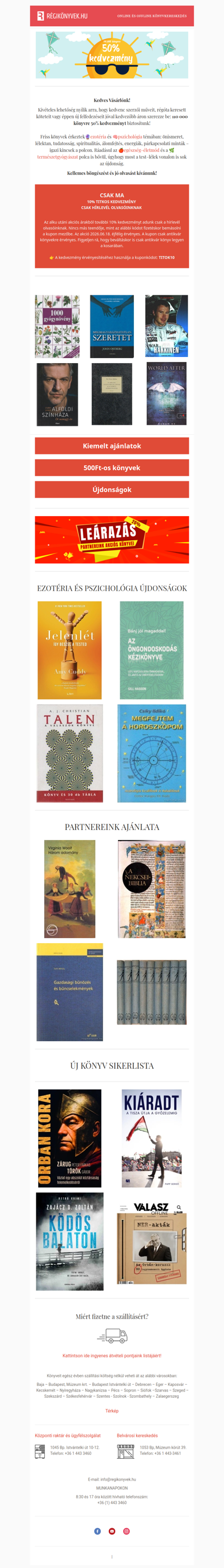 Nyári leárazás ➕ Titkos kupon a levélben CSAK MA ÉJFÉLIG