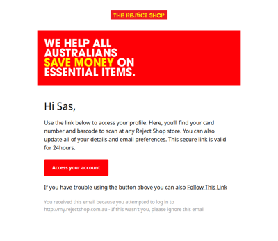 Your secure Reject Shop profile link
