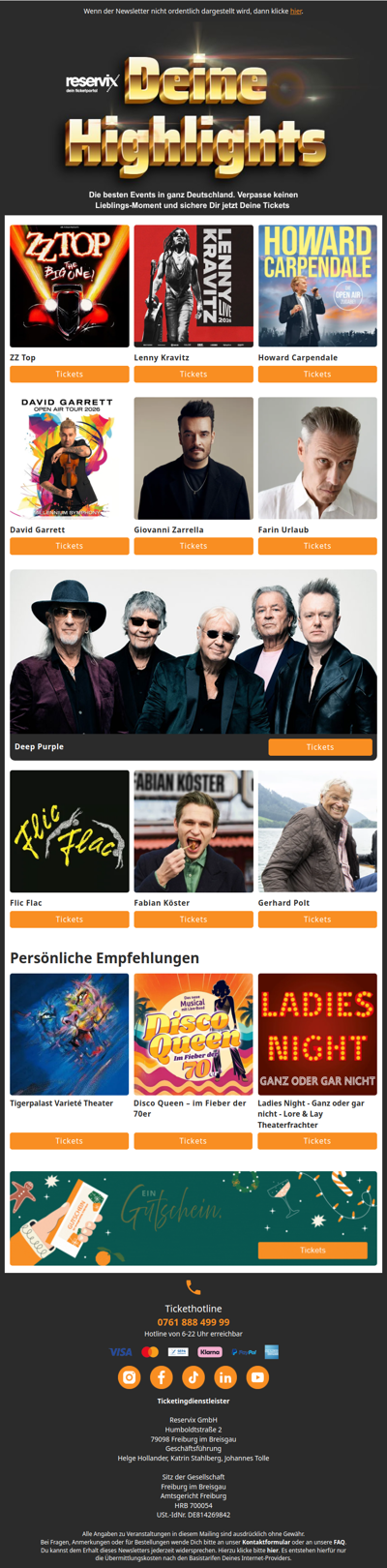 Dein Event-Update: Konzerte & Shows in Deiner Nähe