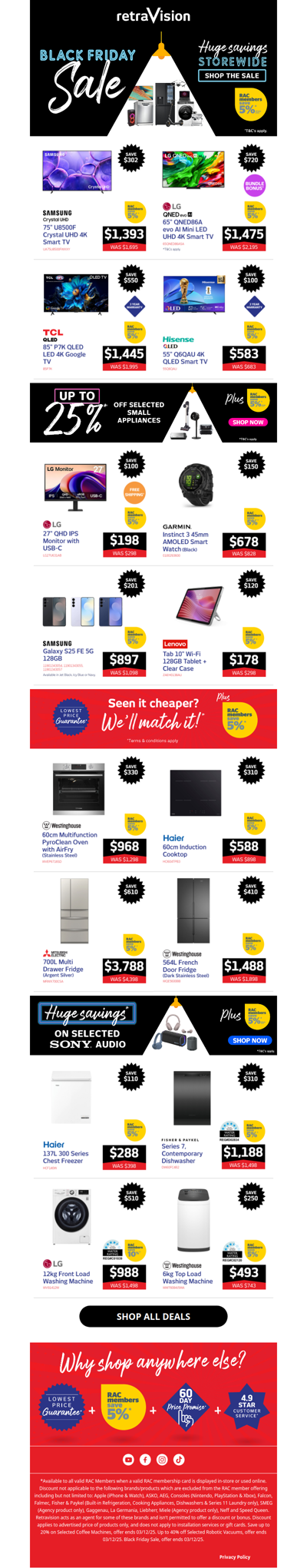 Black Friday Savings On Samsung, LG, Lenovo, Westinghouse & Much More!