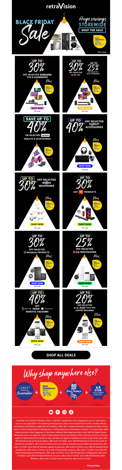 🎉 Massive Savings on TVs, Audio, Whitegoods & More! 🎉