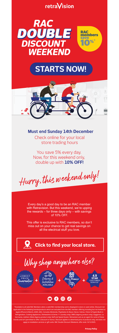 RAC Double Discount Weekend Starts NOW! 🎉