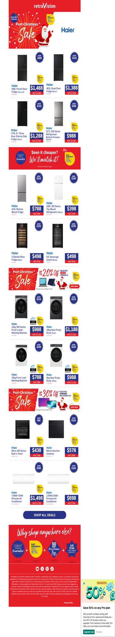 Unlock Huge Savings on Haier Fridges, Laundry, Ovens & Aircons!