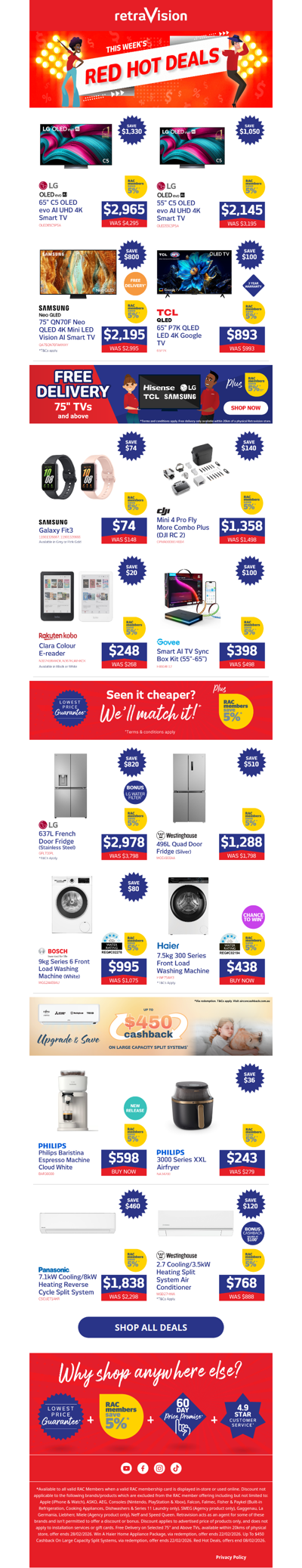 Red Hot Deals on TVs, Tech, Air Cons & heaps more!