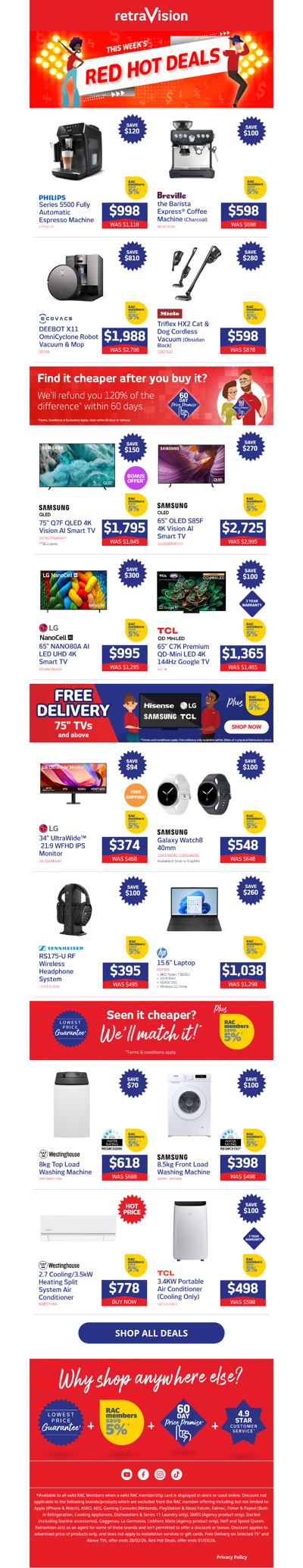 RED HOT: Huge savings on select Ecovacs Robot Vacuums, LG Smart TVs, HP Laptops & more!