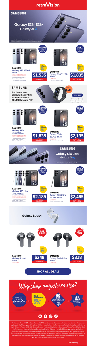 🚀 Unleash the power of Samsung S26, S26+, S26 Ultra & Buds4!