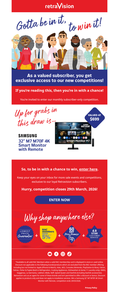 DON'T FORGET: Win a Samsung 32” M7 M70F 4K Smart Monitor, valued at $699!