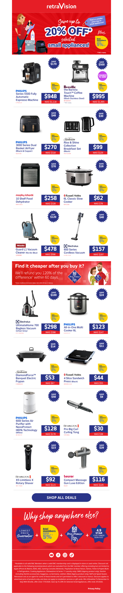 Save up to 20% on selected small appliances - ends Sunday!