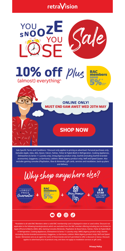 Don't sleep on it! Get 10% off almost everything until 6am! ⏰